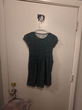 Girls' Teal Star-Print Short Sleeve Dress